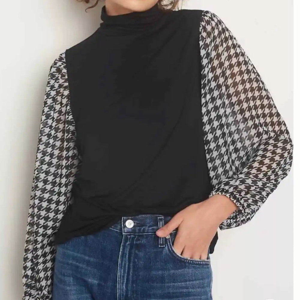 Anthropologie Nina Houndstooth Top